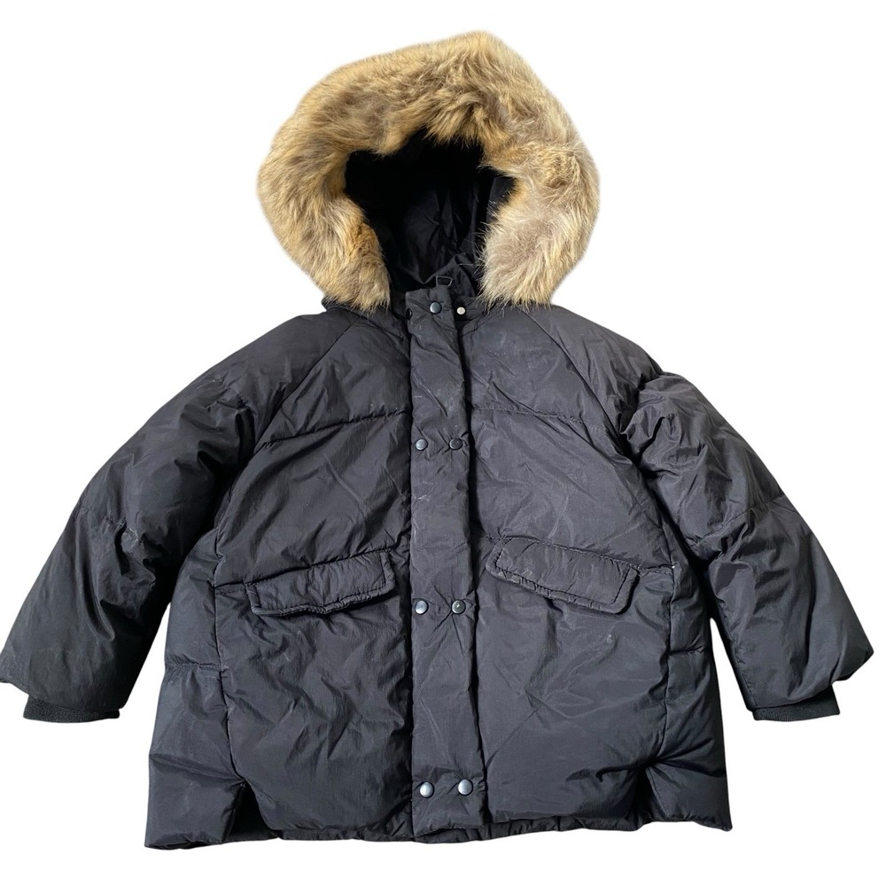 Zara Puffer Jacket Toddler 18/24 months 92cm Hooded Faux Fur Trimmed Black